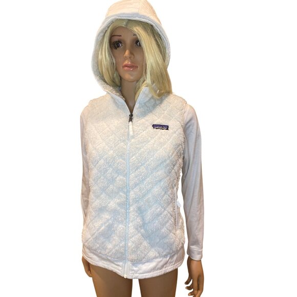 PATAGONIA Women's S Los Gatos Reversible Hooded Fleece Vest White - Picture 5 of 17